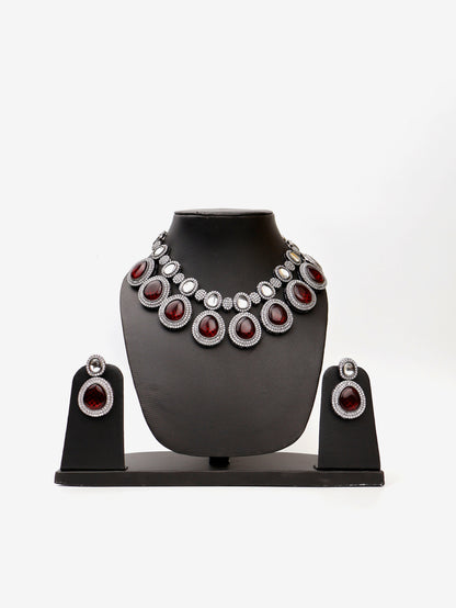 Pyrope Garnet Stone Reverse AD High Quality Necklace Set-0