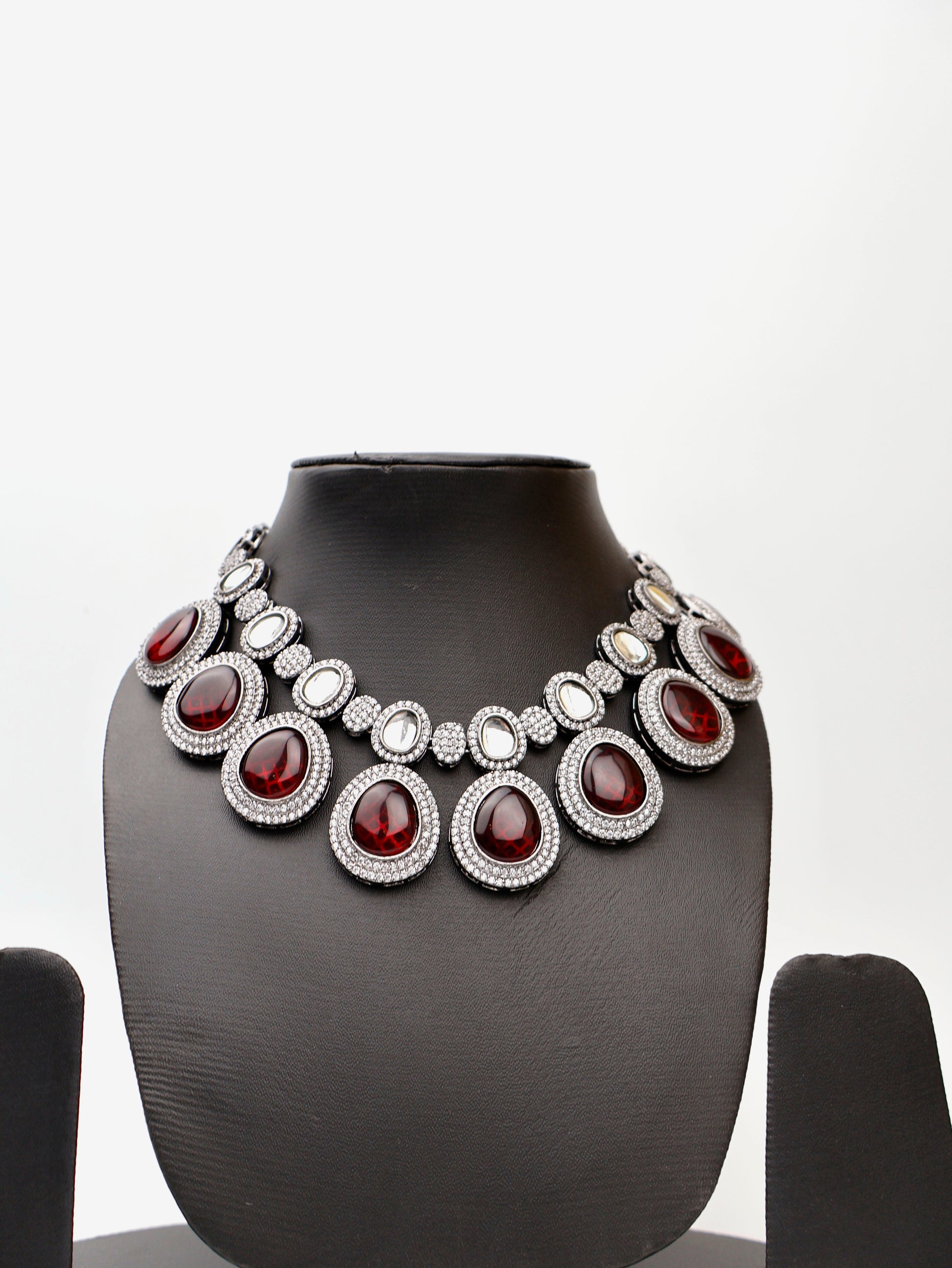 Pyrope Garnet Stone Reverse AD High Quality Necklace Set-1