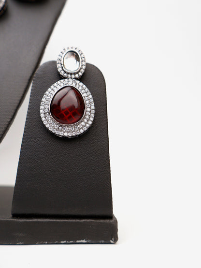 Pyrope Garnet Stone Reverse AD High Quality Necklace Set-3