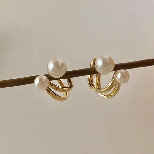 Double Pearl Stud Earring-4