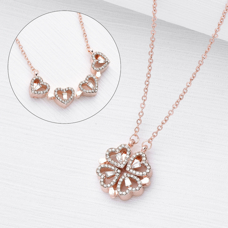 Four-Leaf Clover Hearts Necklace-5