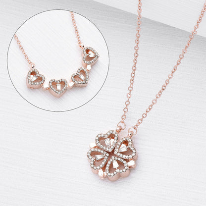 Four-Leaf Clover Hearts Necklace-5