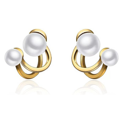 Double Pearl Stud Earring-0