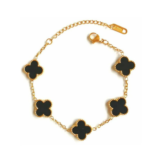 Black Four Leaf Clover Bracelet-0