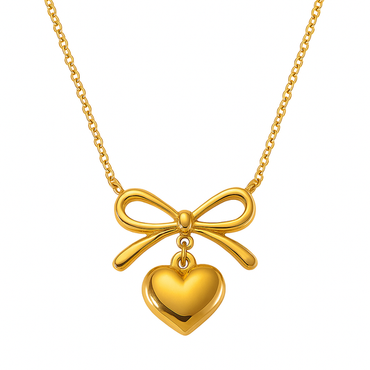 Bow Heart Pendant Necklace – Dainty Cute Pendant Jewelry Gift-0