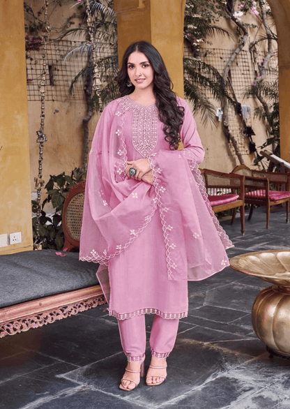 Zarmina Blush Mauve Embroidered Lawn Ensemble Suit Set